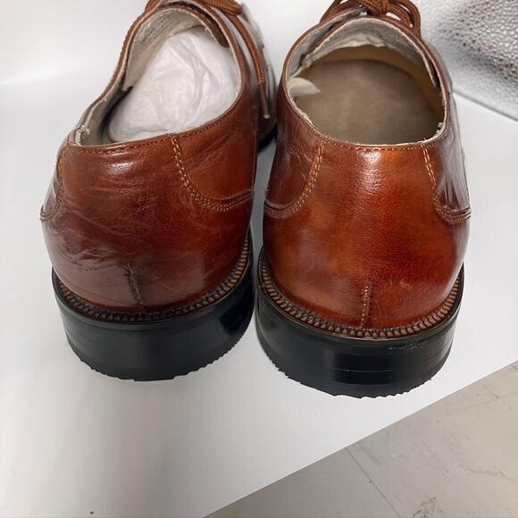 New Stacy Adams Square Toe Lace Up Dress Shoe Men's 10.5 M‎ Cognac Brown - Picture 8 of 15